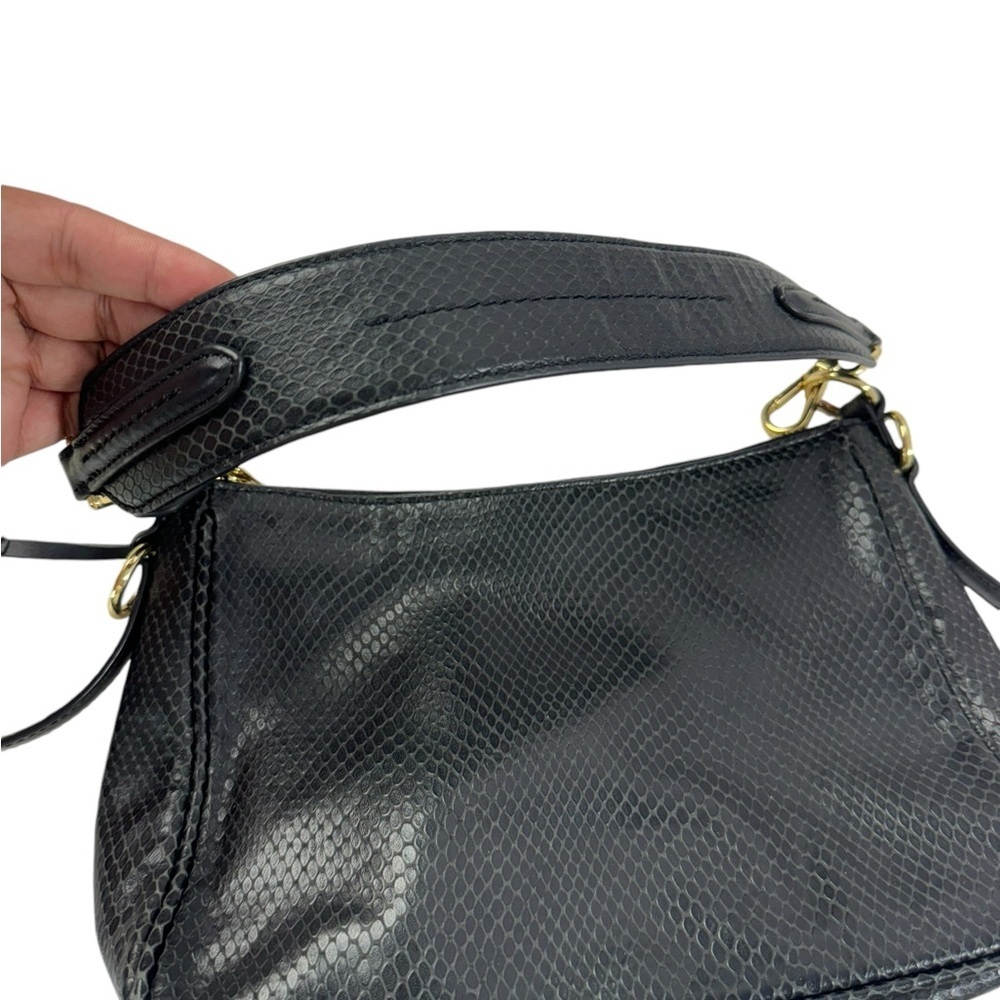 Lulu Guinness BLACK SMALL SNAKE EMBOSSED LEATHER CALLIE CROSSBODY BAG - Picture 9 of 15